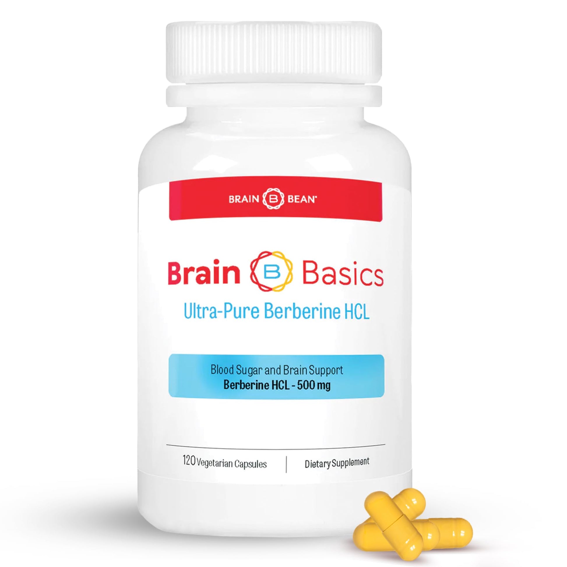 Brain Bean Ultra Pure Berberine HCL 500mg Capsule, 120 Count