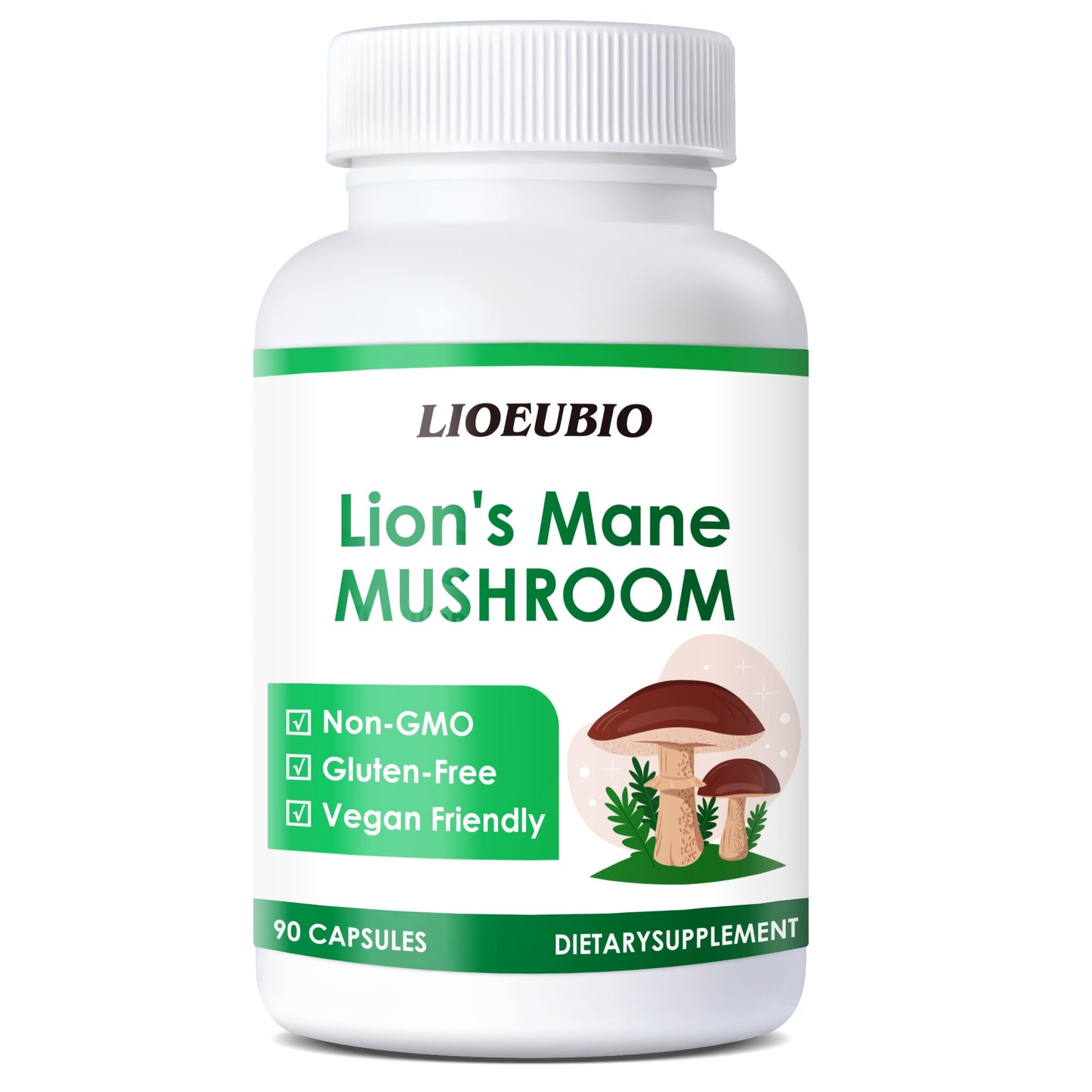 Generic LIOEUBIO Mushroom Complex with Lion’s Mane, Reishi, Cordyceps & Vitamin C, Non-GMO, 90 Capsules