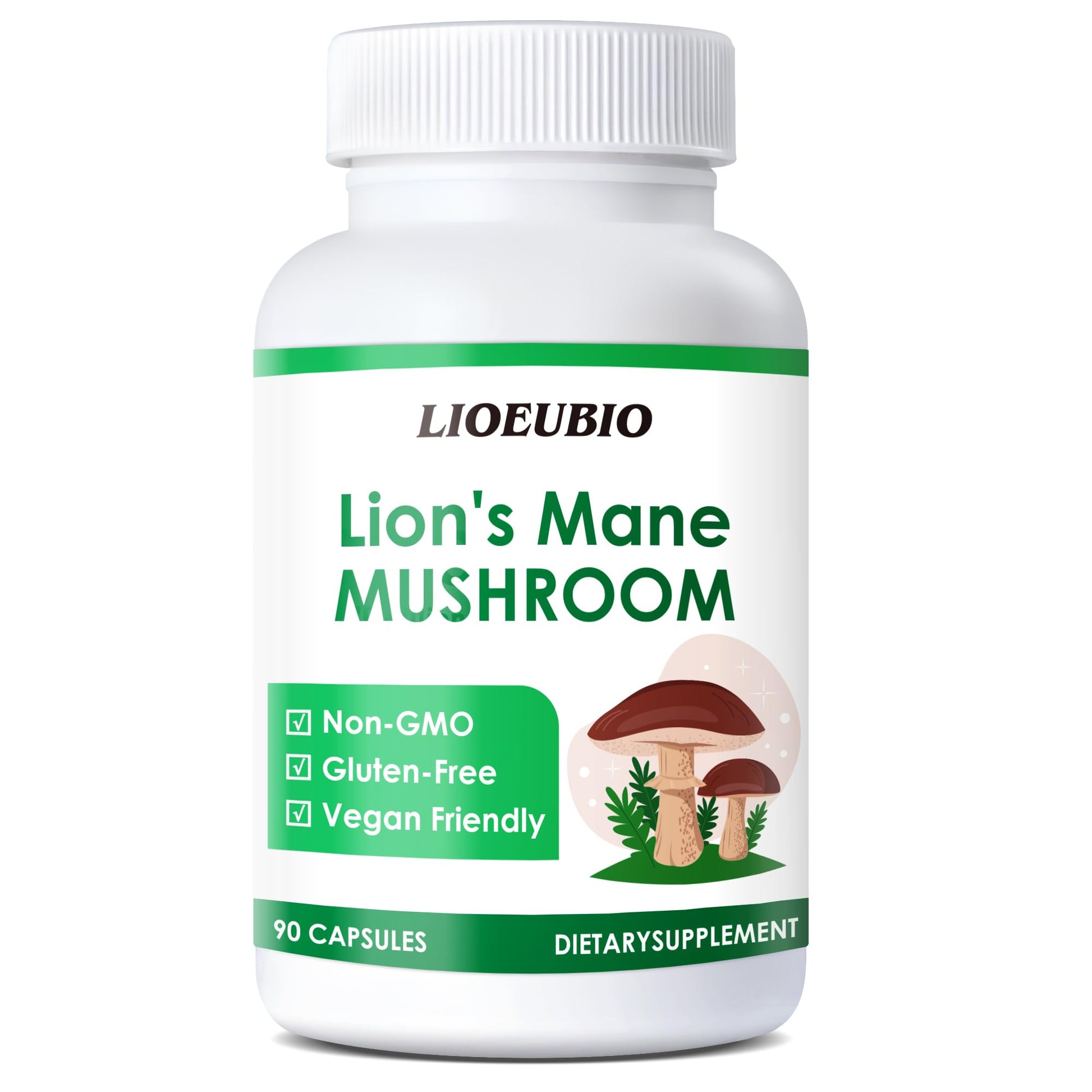 Generic LIOEUBIO Mushroom Complex with Lion’s Mane, Reishi, Cordyceps & Vitamin C, Non-GMO, 90 Capsules