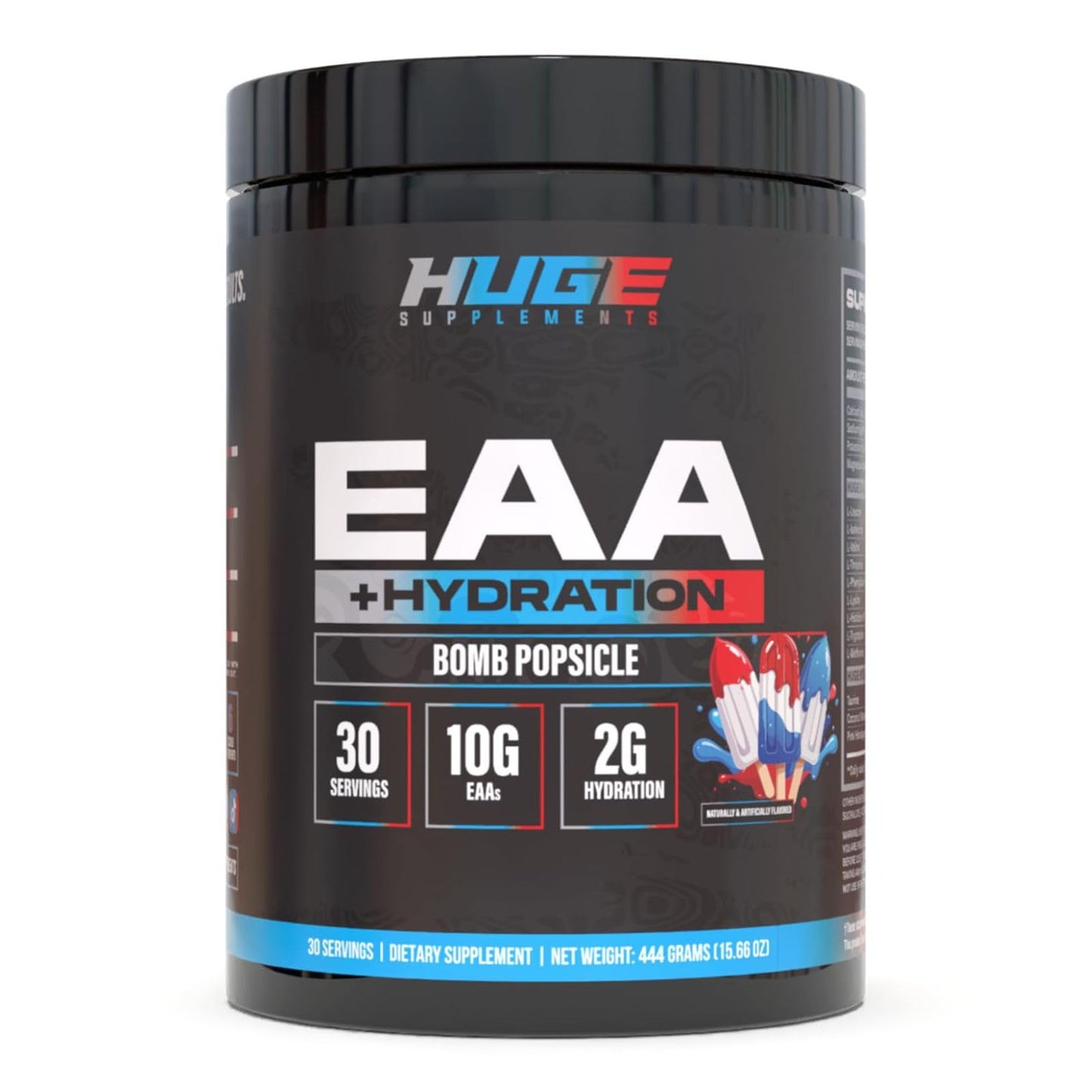 Huge Supplements EAA + Hydration Essential Amino Acids Powder, EAAs & BCAAs, Intra & Post Workout Recovery, Bomb Popsicle, 15.6 Ounce