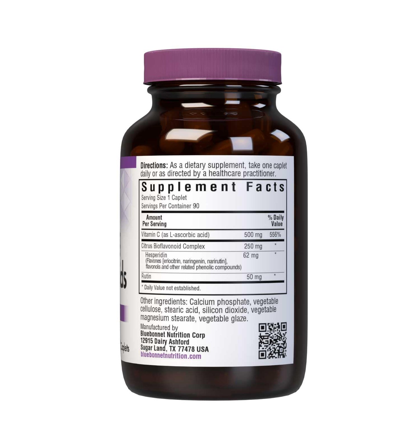 BlueBonnet Vitamin C 500 mg Plus Bioflavonoids Caplets, 90 Count