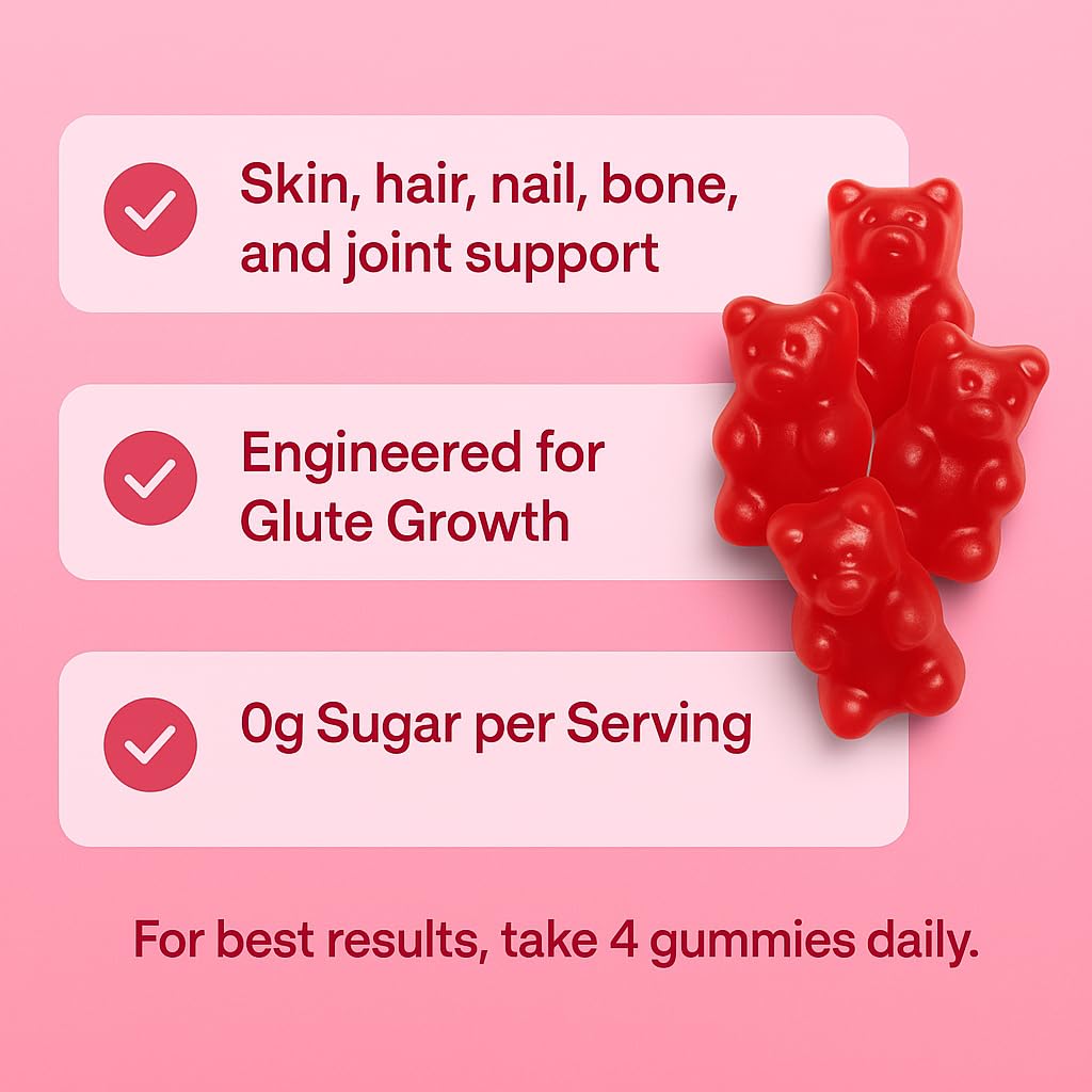 Lustrafit Booty Gummies - Booty & Glute Builder Creatine Gummies with Collagen for Women, 90 Gummies