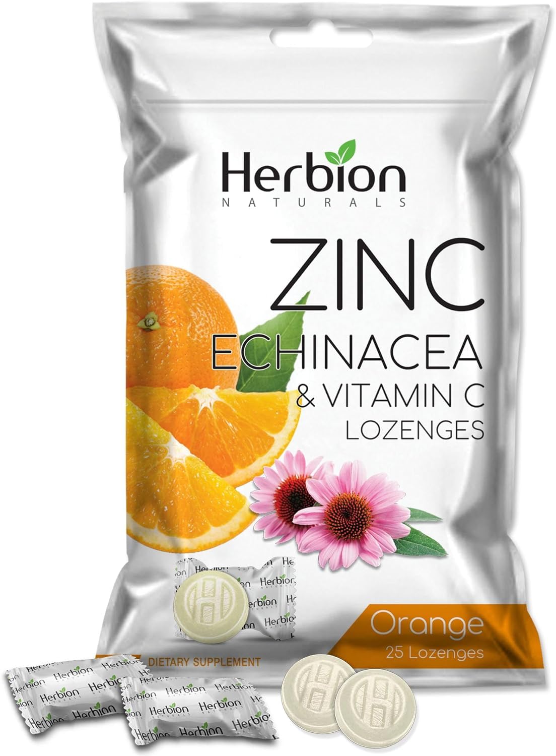 HERBION Naturals Zinc, Echinacea & Vitamin C Lozenges, 25 Count