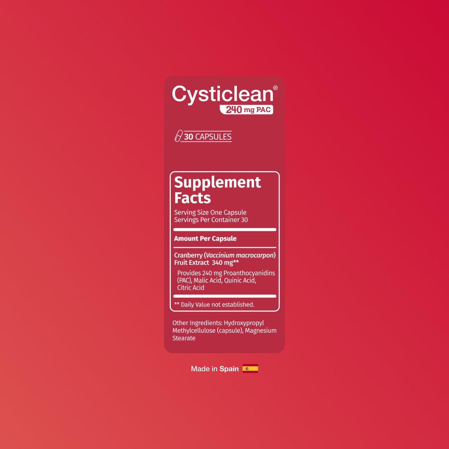 Cysticlean Cranberry PAC Supplement Capsules 30 Count