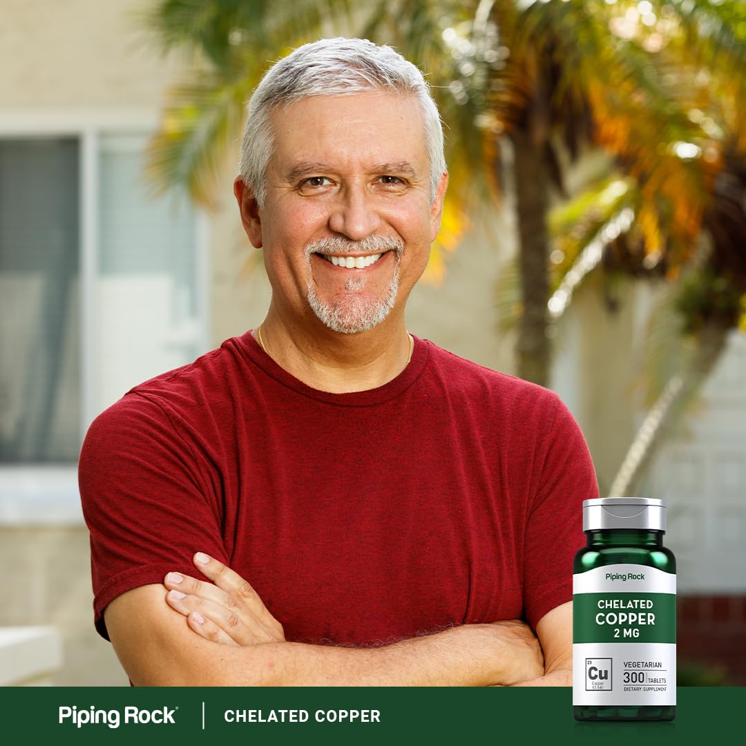 Piping Rock Chelated Copper 2 mg Supplement, 300 Tablets
