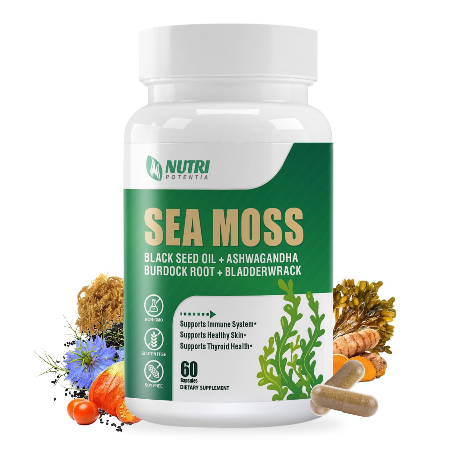 NUTRI POTENTIA Sea Moss Capsules, 60 Count