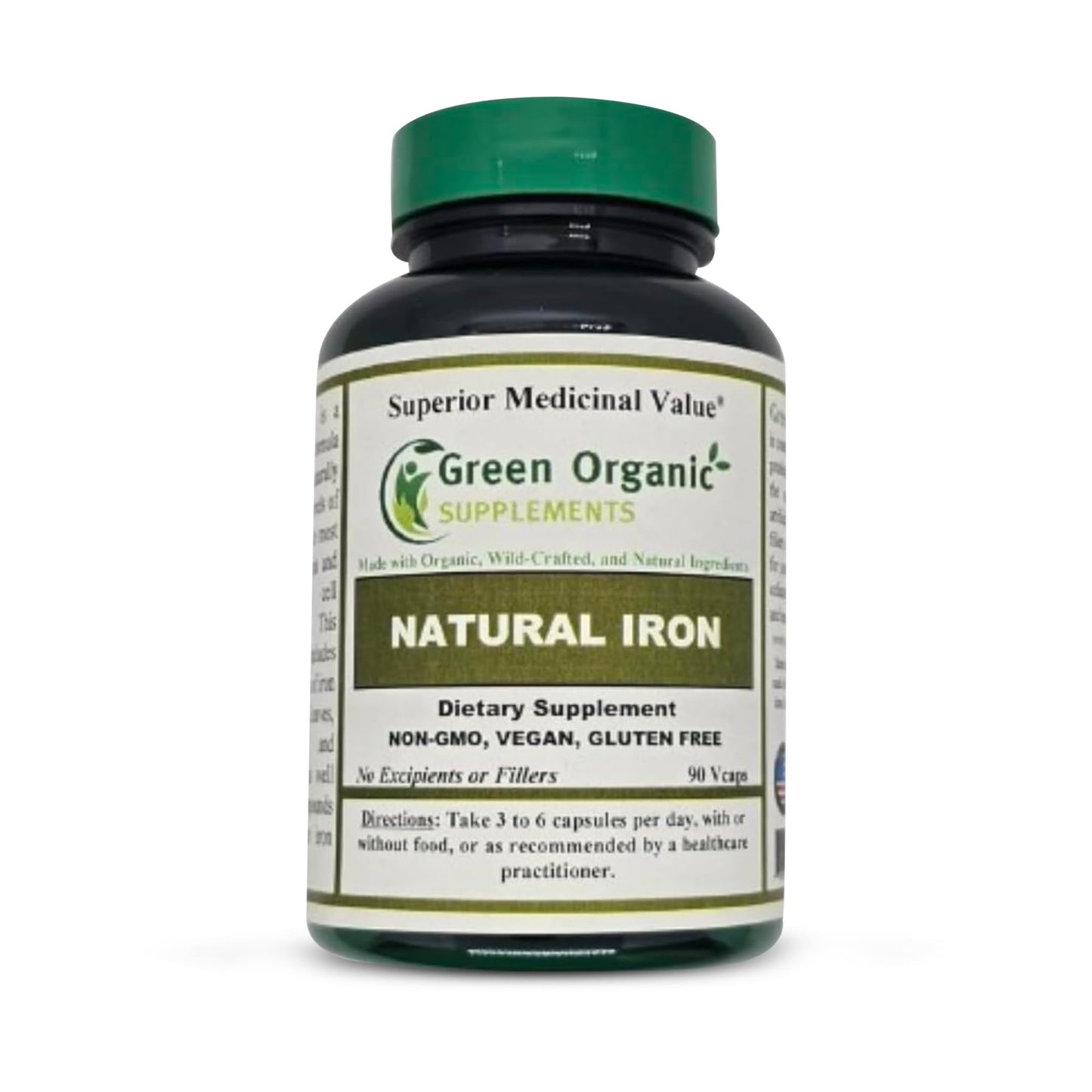 Green Organic Supplements Iron Capsules 90 Count