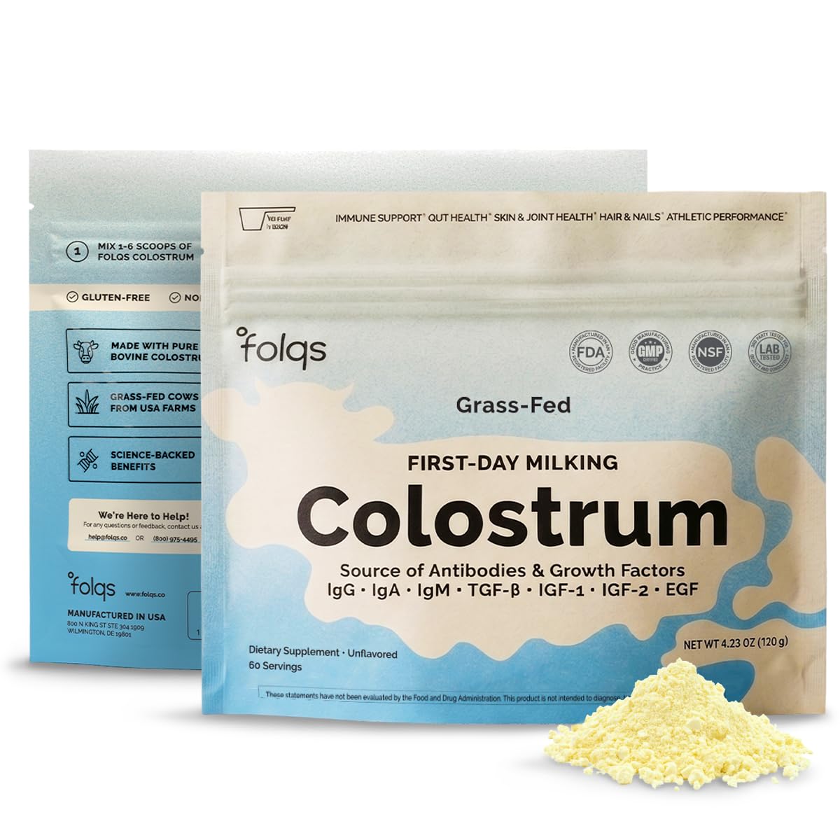 Folqs Bovine Colostrum Powder 4.23 Ounce