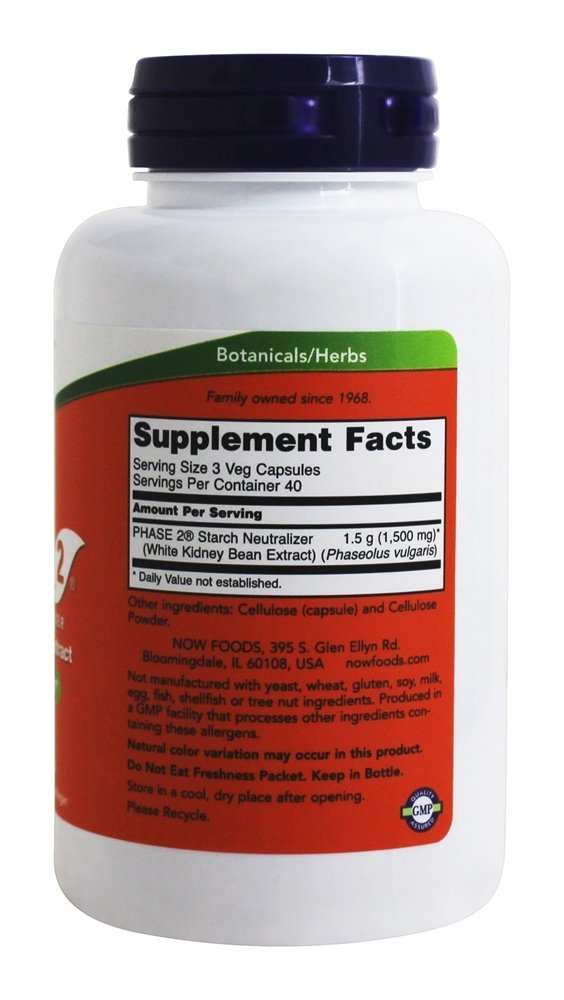 NOW Foods Phase 2 500 mg Capsule 120 Count