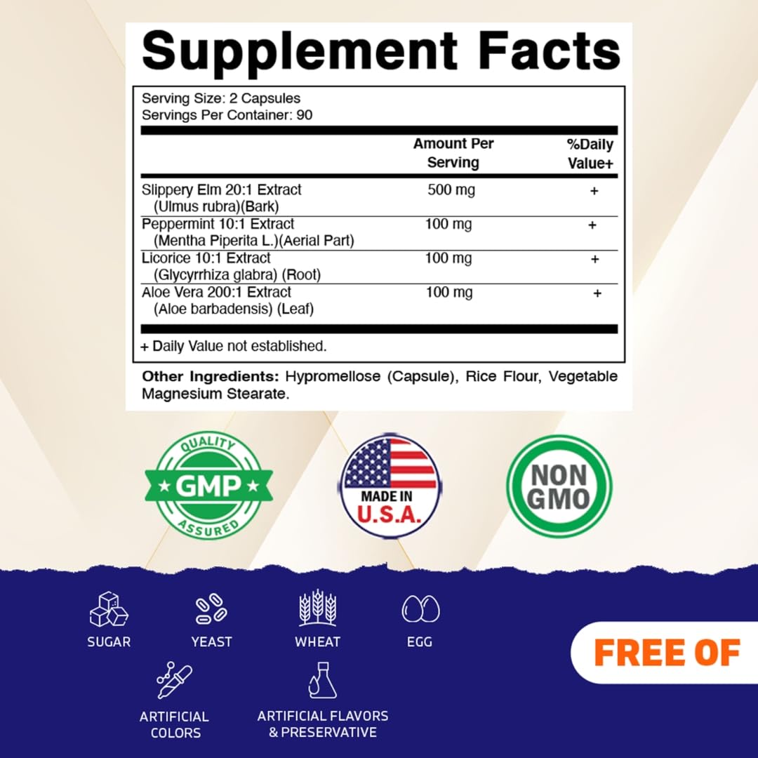 Vitamatic Slippery Elm Bark Capsules 180 Count
