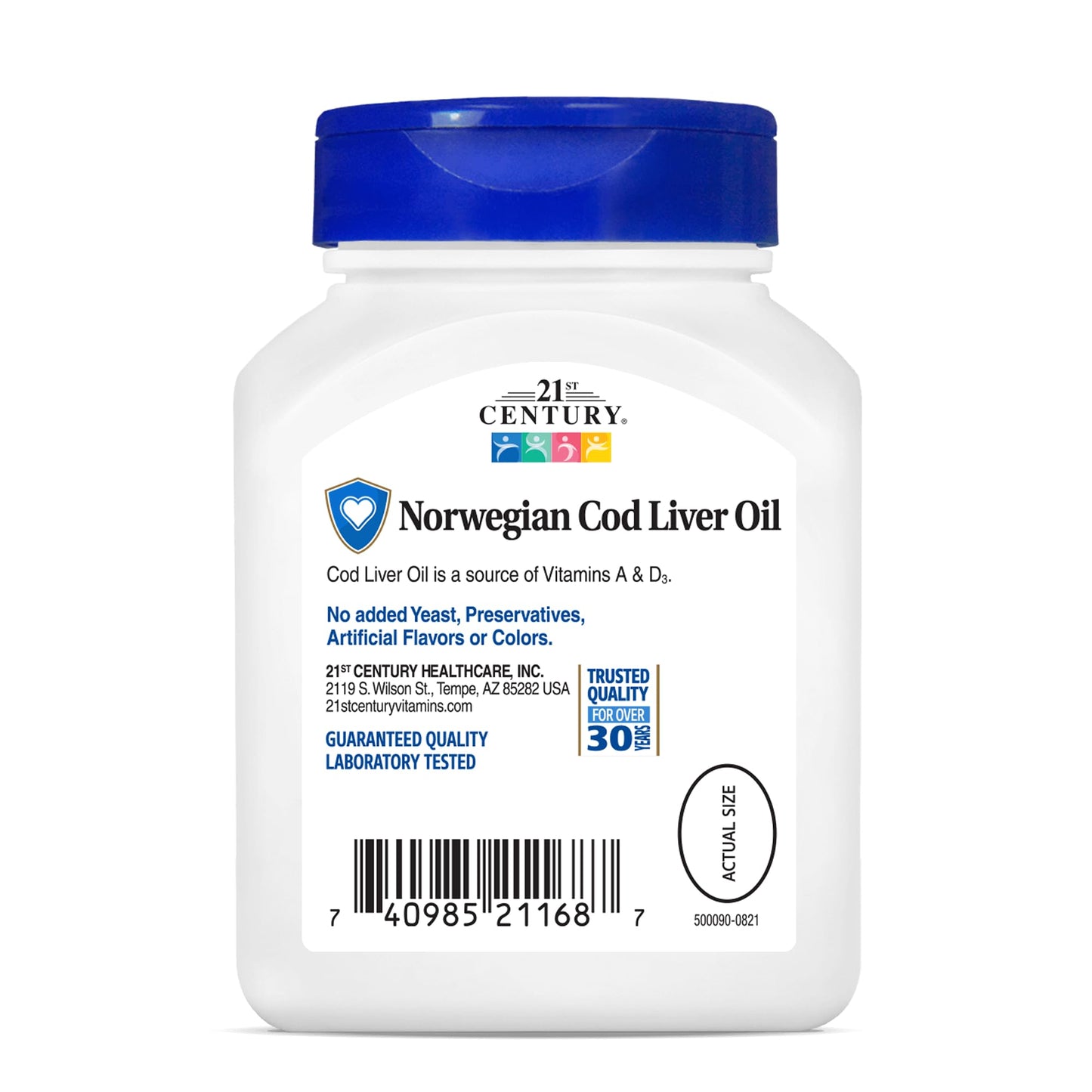 21st Century Norwegian Cod Liver Oil 400 mg Softgels, 110 Count