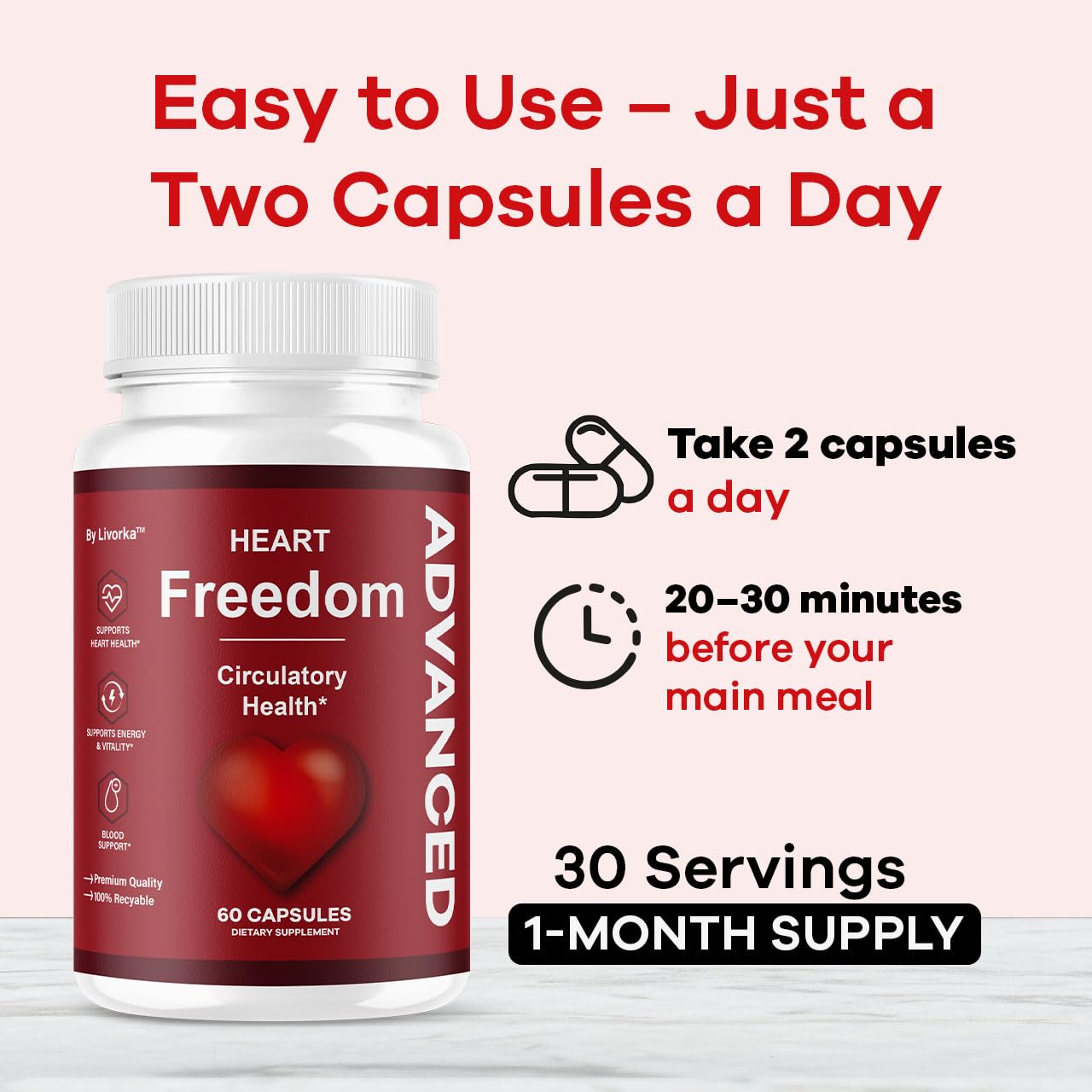 LIVORKA Heart Freedom Capsules, 60 Count
