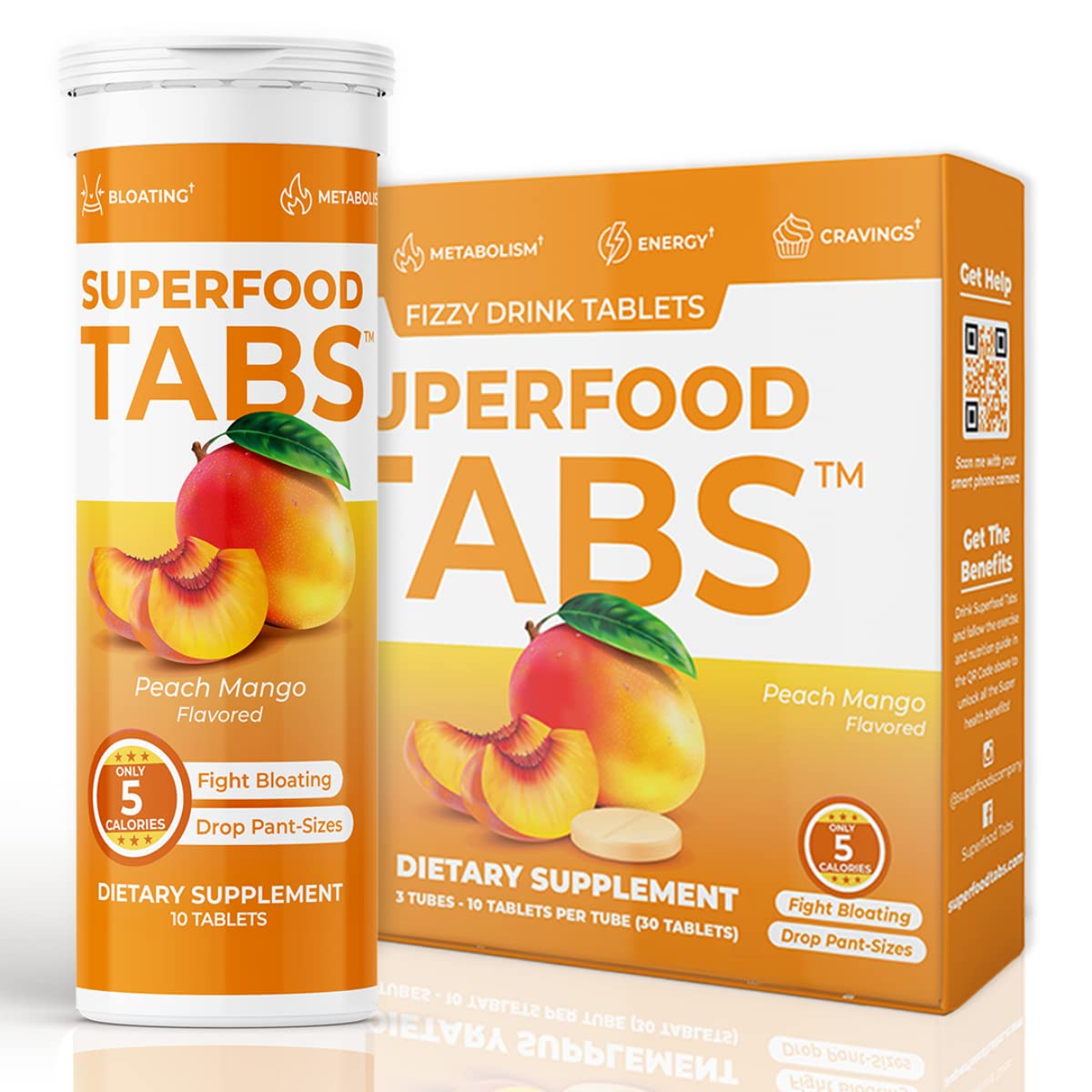 Superfood Tabs skinnytabs Anti-Bloat Cleanse Drink with 15 Superfoods 30 Tablets