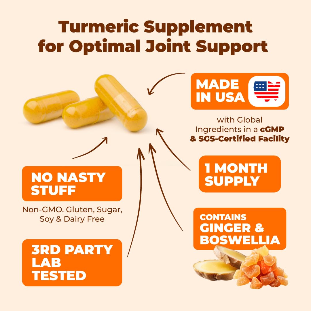 Vimerson Health Turmeric Supplement with Glucosamine Chondroitin, 60 Capsules