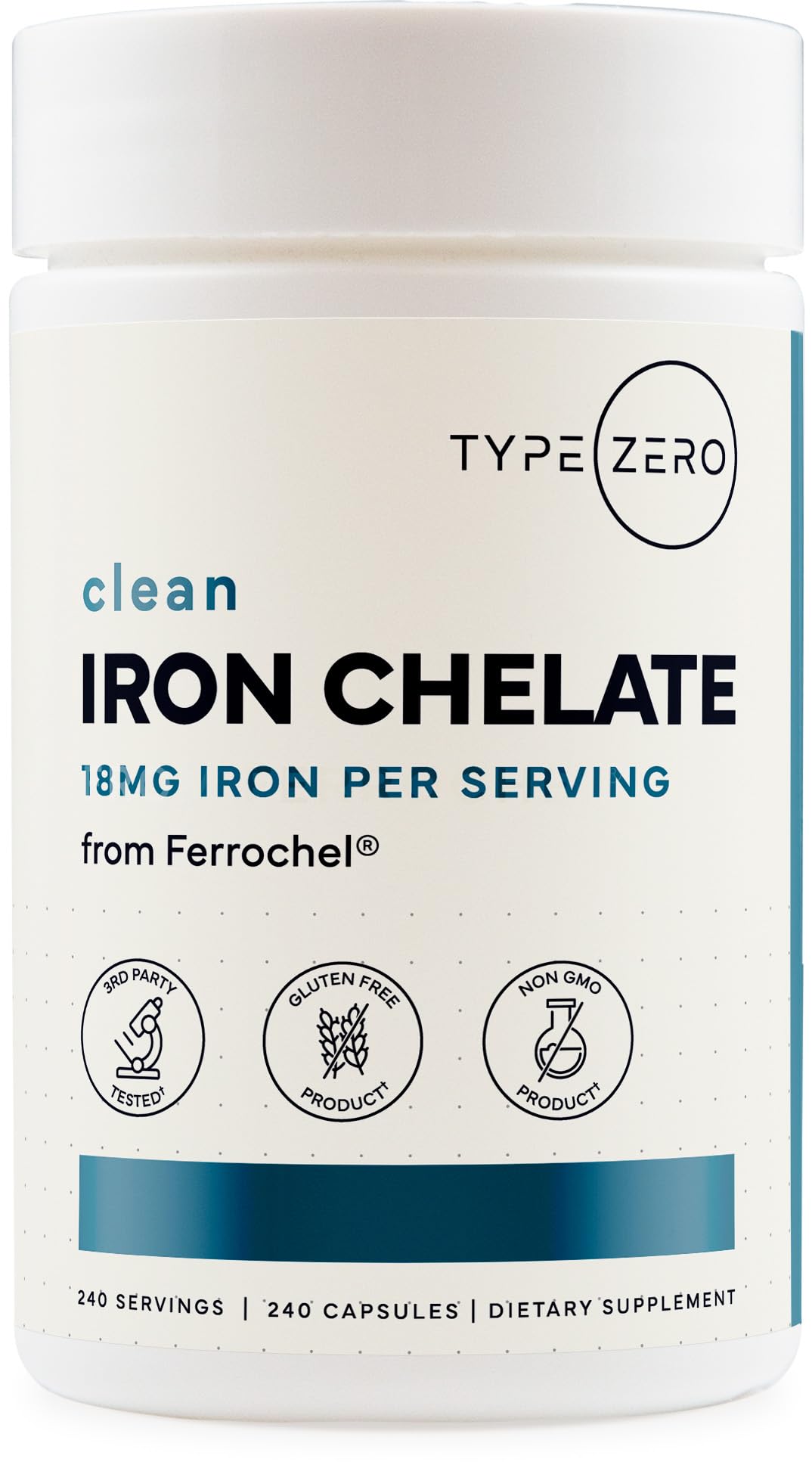 Type Zero Iron Chelate (18mg) Capsules, 240 Count