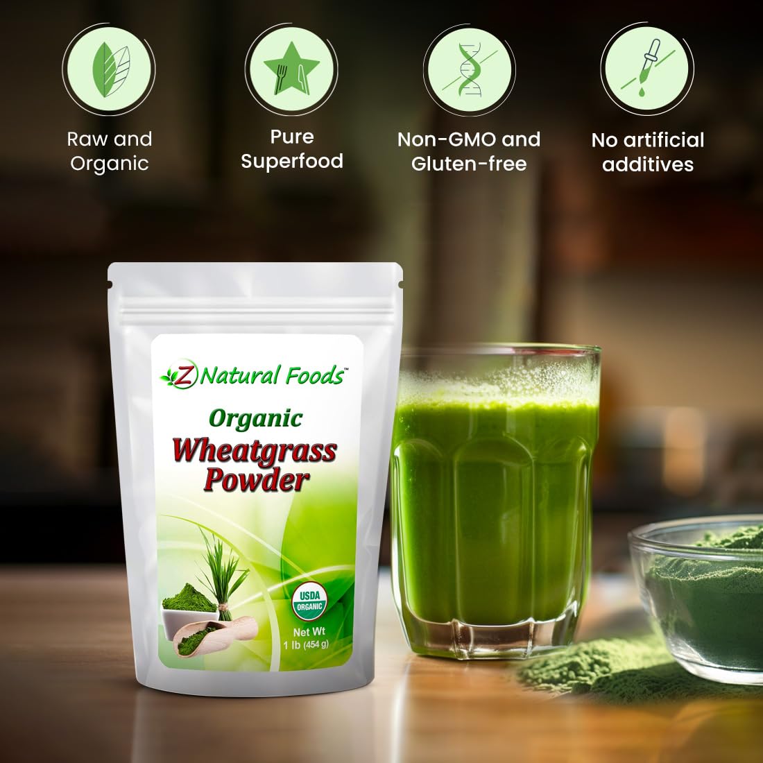 Z Natural Foods Organic Wheatgrass Powder, 16 oz