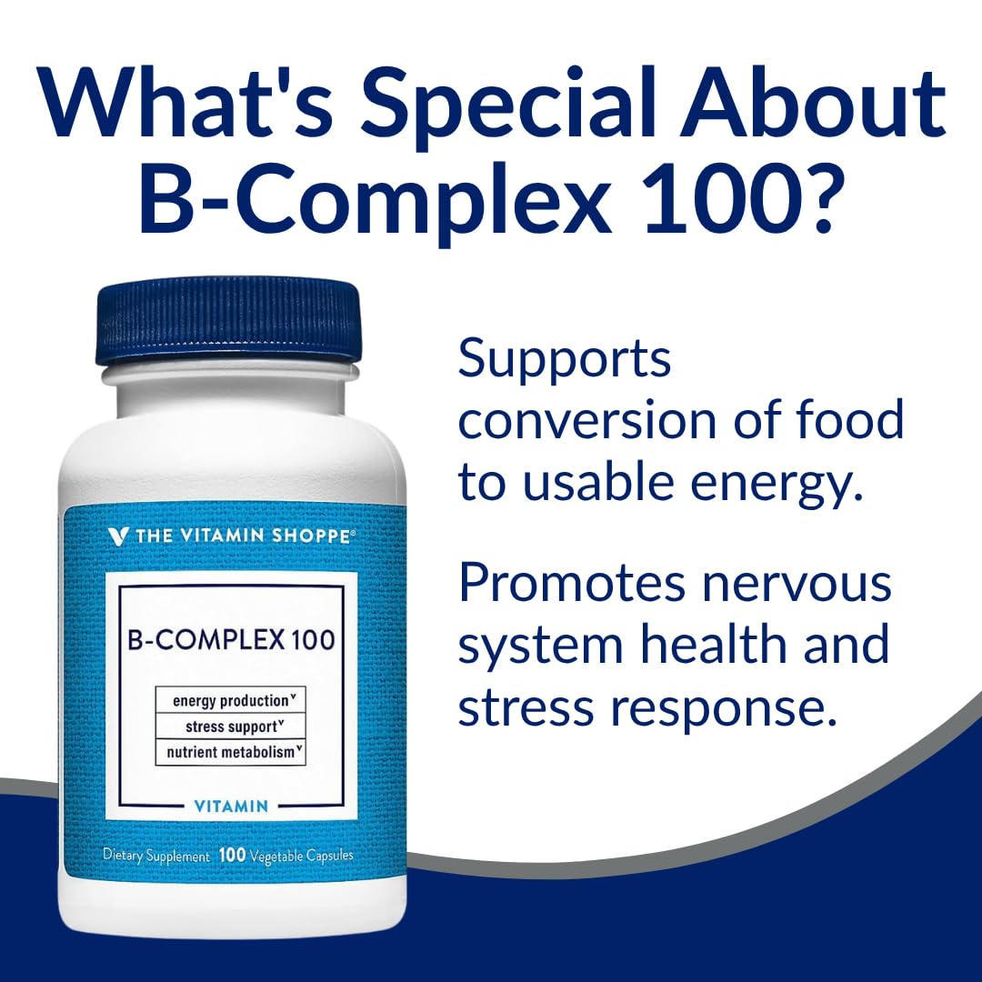 The Vitamin Shoppe B-Complex 100 - Complete B Vitamin Formula Vegetarian Capsules 1 Count
