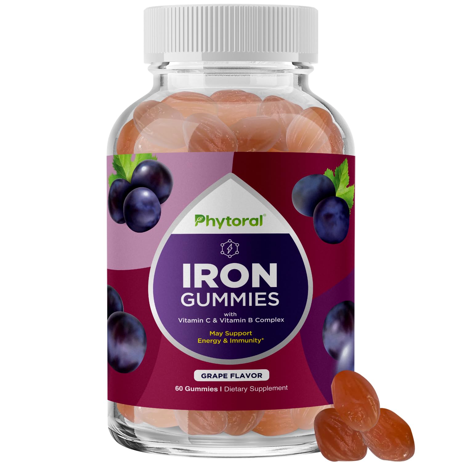 Phytoral Natural Multivitamin Iron Gummies for Adults Gummy, 60 Count
