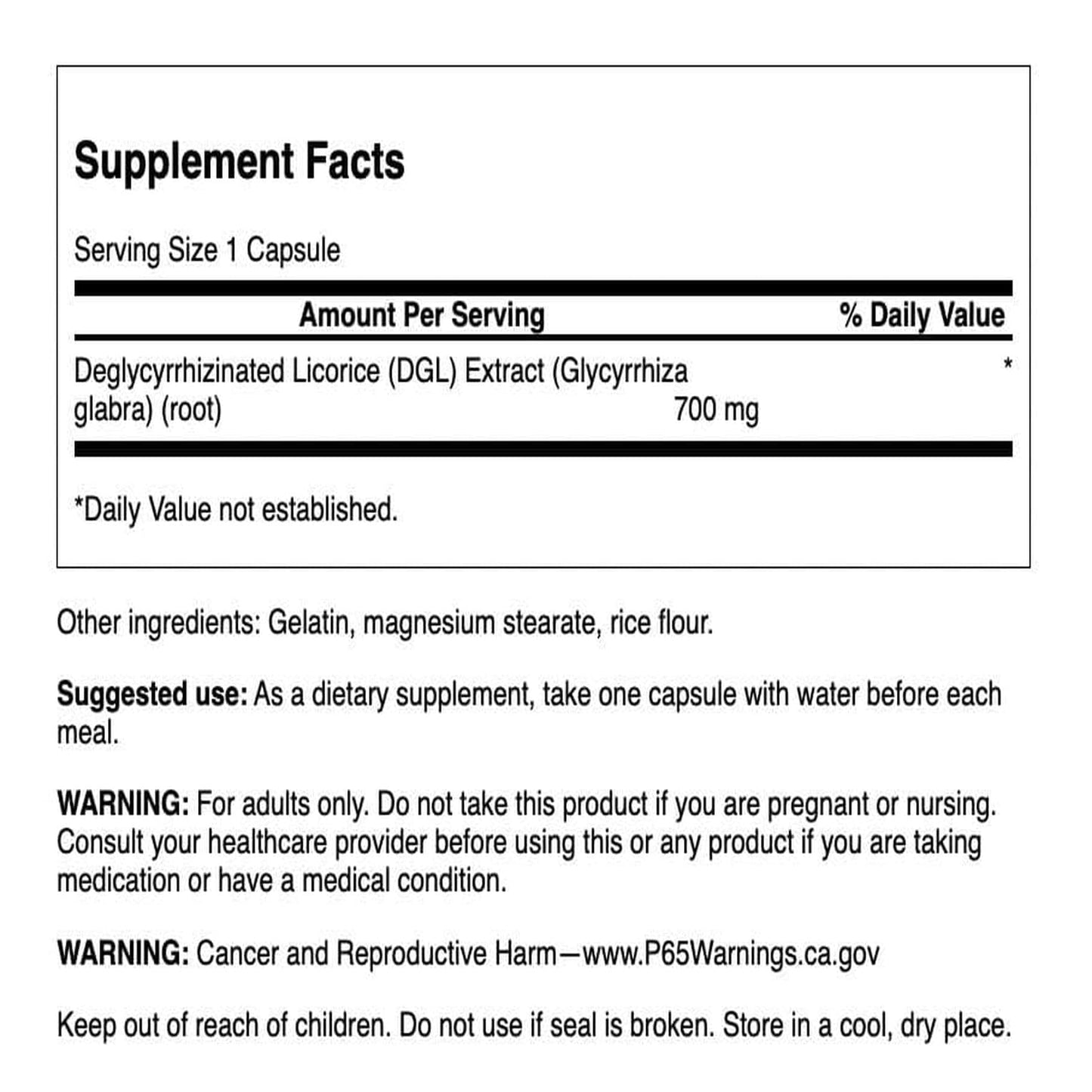 Swanson DGL Licorice Root Capsules 90 Capsules