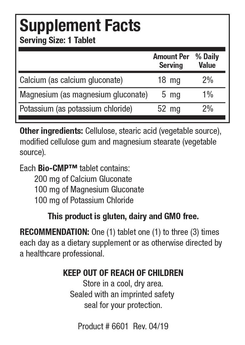 Biotics Research Bio CMP Calcium Magnesium and Potassium Supplement Tablet 250 Tablets