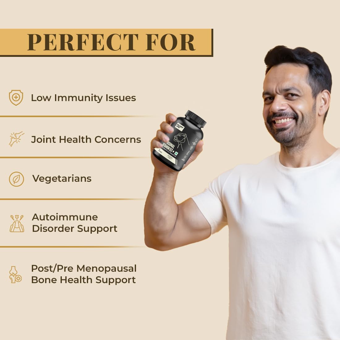 BEASTLIFE Liposomal Vitamin D3 Plus with Vitamin A & Vitamin K2 for Immune Support, Bone Health & Absorption Skin Support Calcium Utilization & Arterial Health 60 Capsules