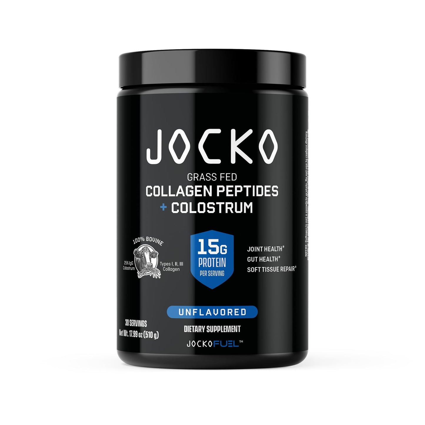 Jocko Fuel Collagen Powder with Colostrum 15g Hydrolyzed Collagen + 2g First-Milking Colostrum – Dual Action for Gut Health, Joint Support, and Immune Defense – Recovery Supplement, 18 Servings