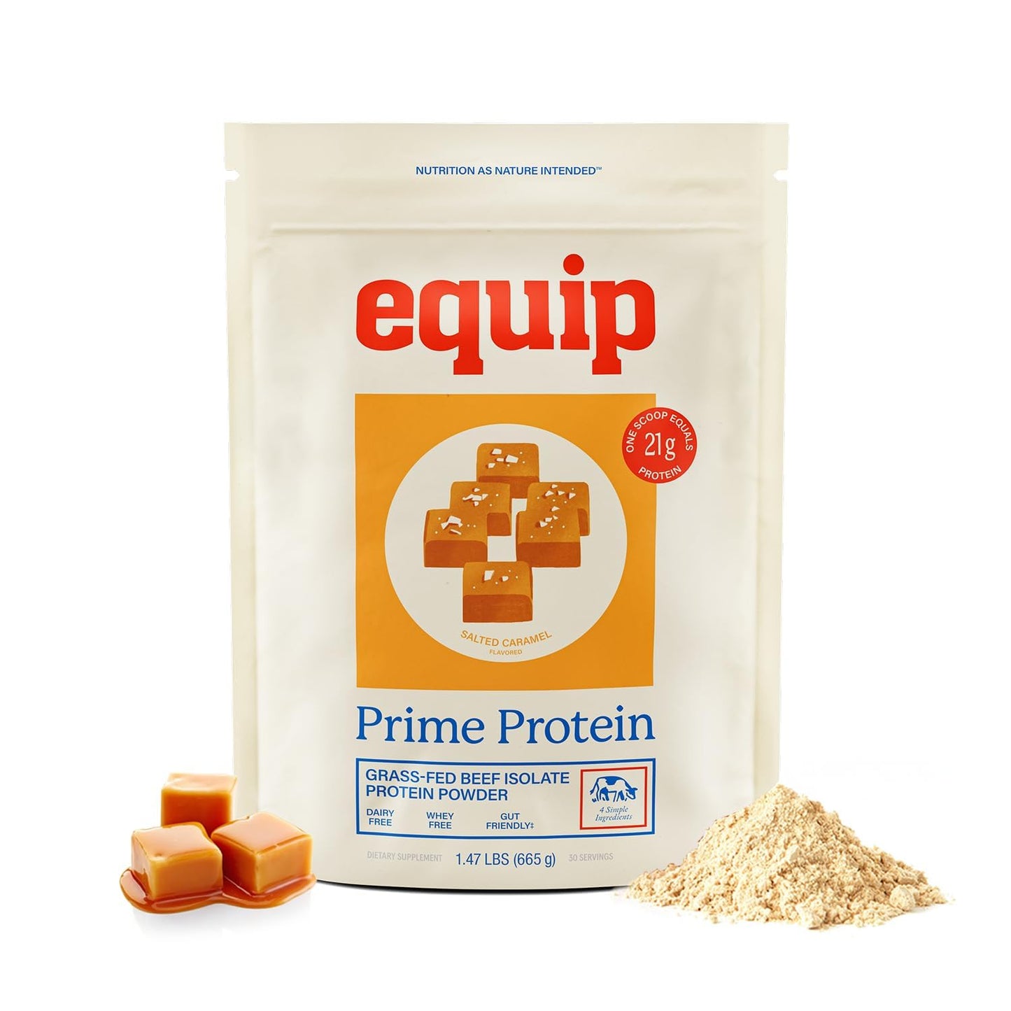 Equip Prime Beef Protein Powder Isolate, 30 Servings, Salted Caramel