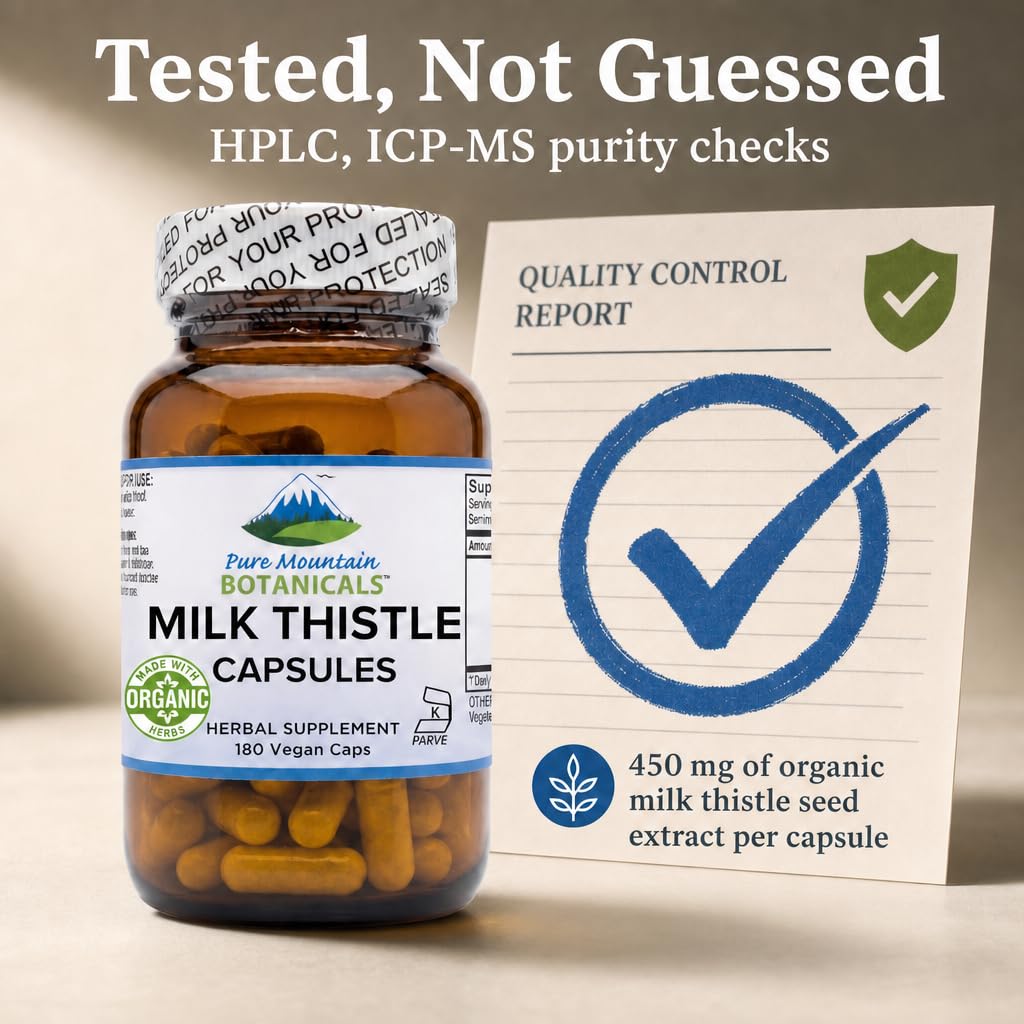Pure Mountain Botanicals Milk Thistle Supplement Capsules 180