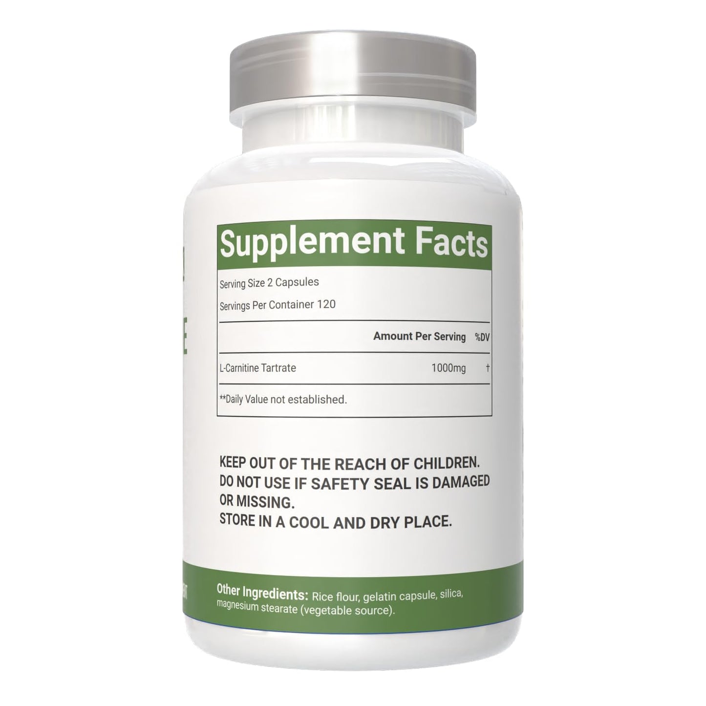 VitaCosmoX L-Carnitine Tartrate 1000mg, 240 Vegan Capsules