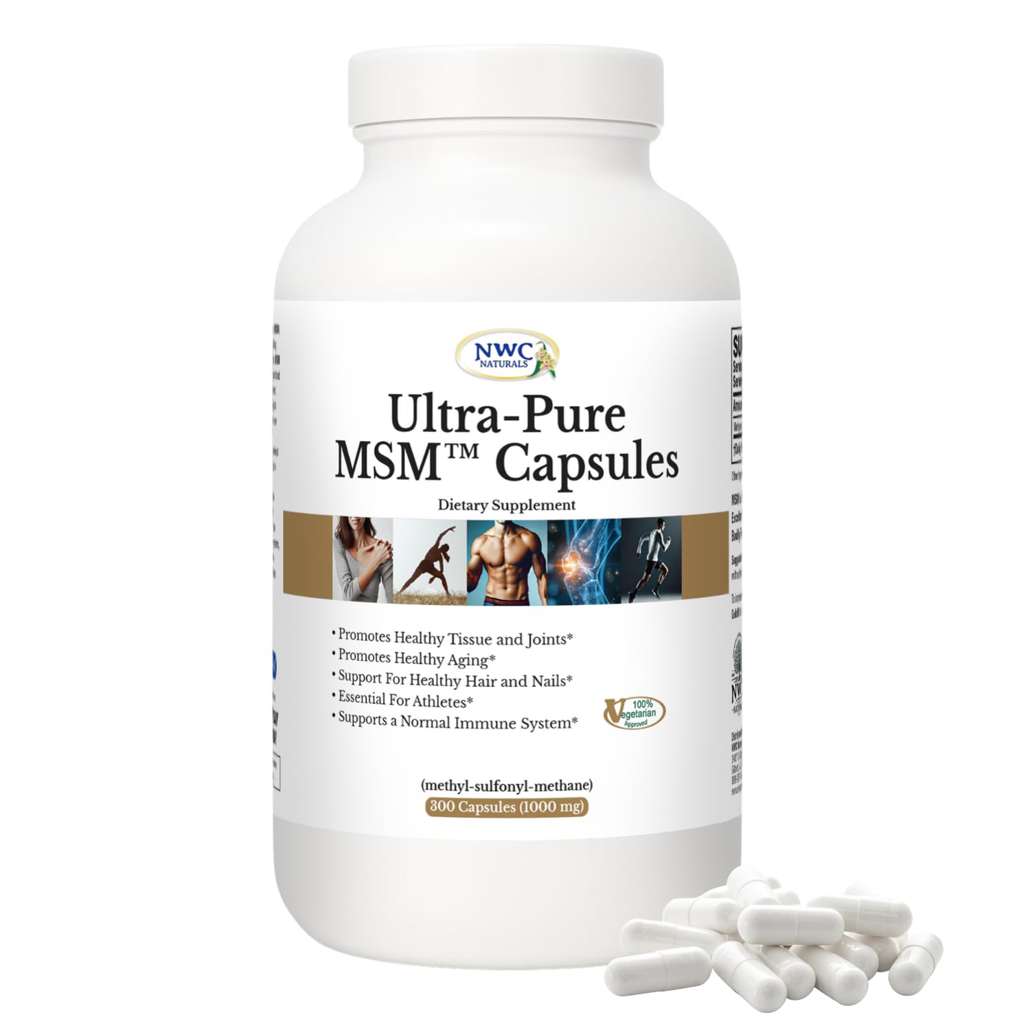 NWC Naturals Ultra-Pure MSM 1000mg, 300 Capsules