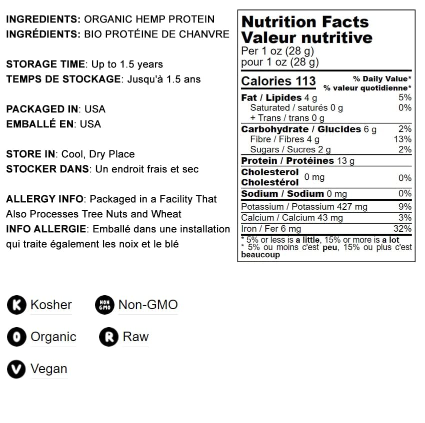 Food to Live Organic Hemp Protein Powder, 8 Ounces