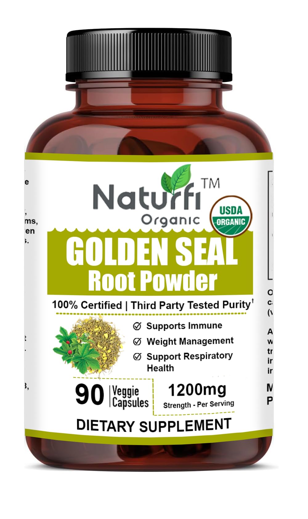 Naturfi Organic Goldenseal Root Capsules 90 Count