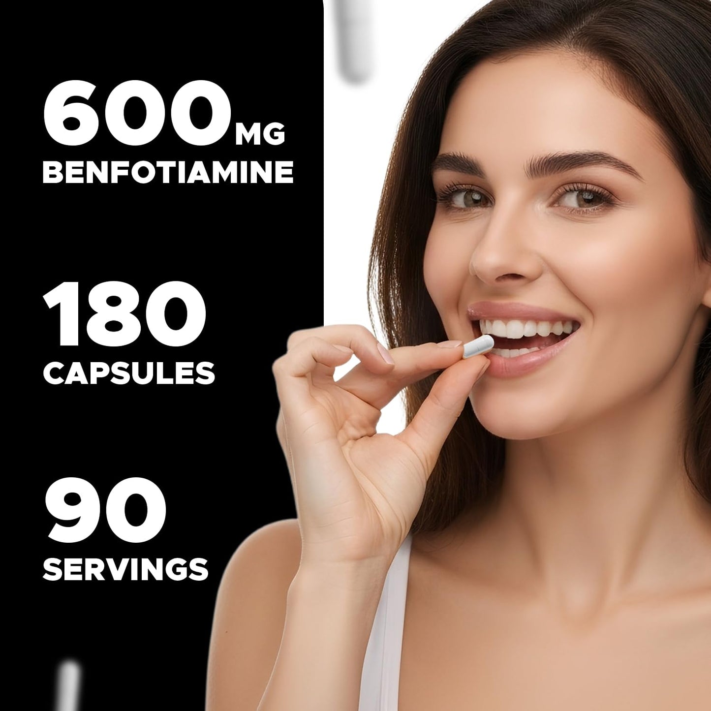 Vitabod Benfotiamine 600mg Fat-Soluble Vitamin B1 Supplement Capsules 180 Count