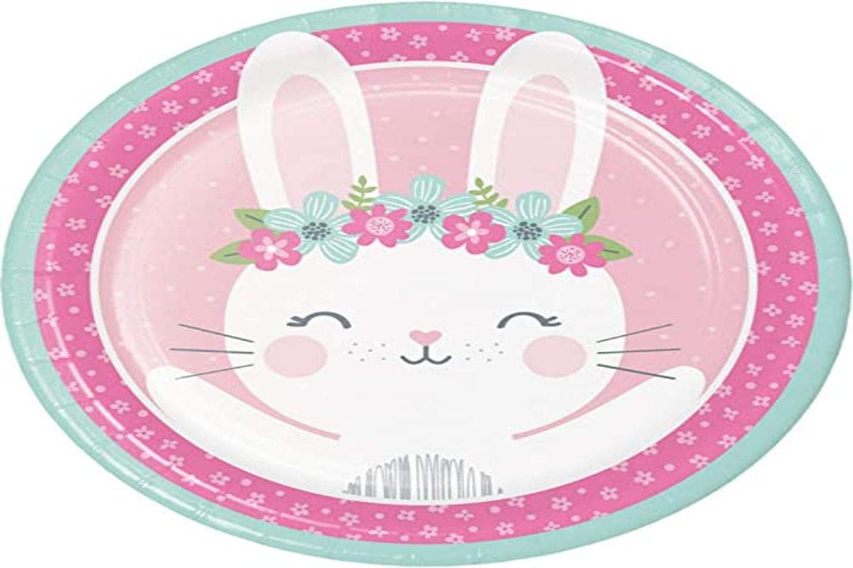 Creative Converting Bunny Party Paper Plates, 8.75 inch, Multicolor, 8 ct