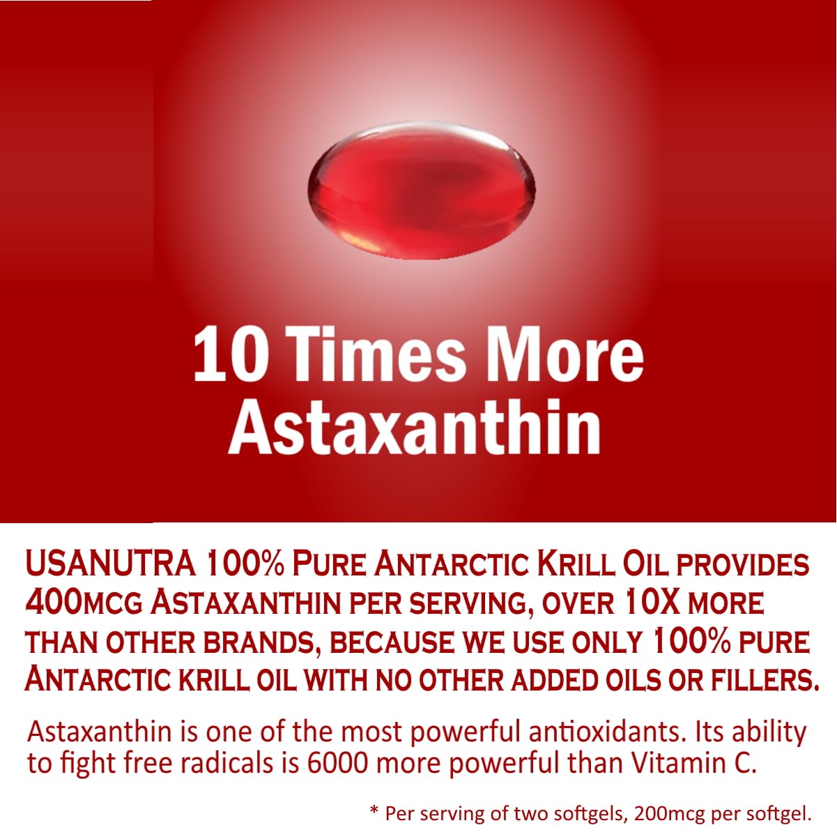 USANUTRA Antarctic Krill Oil Softgels, 60 Count