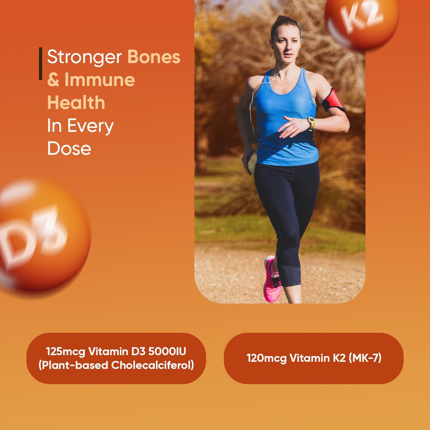 WeightWorld Vitamin D3 K2 5000IU Capsules, 120 Count