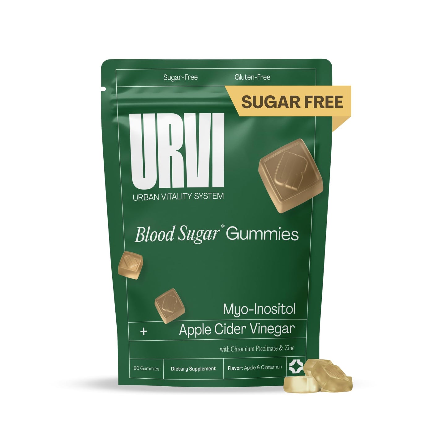 URVI Myo-Inositol and Apple Cider Vinegar Gummies with Chromium and Zinc, 60 Gummies