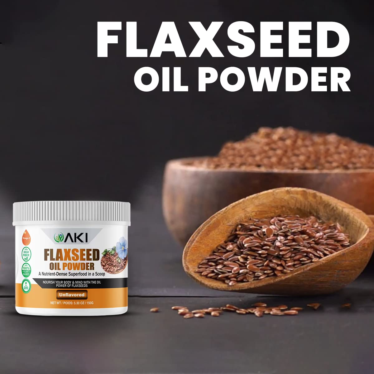 AKI Organic Flaxseed Oil Powder, 6 oz