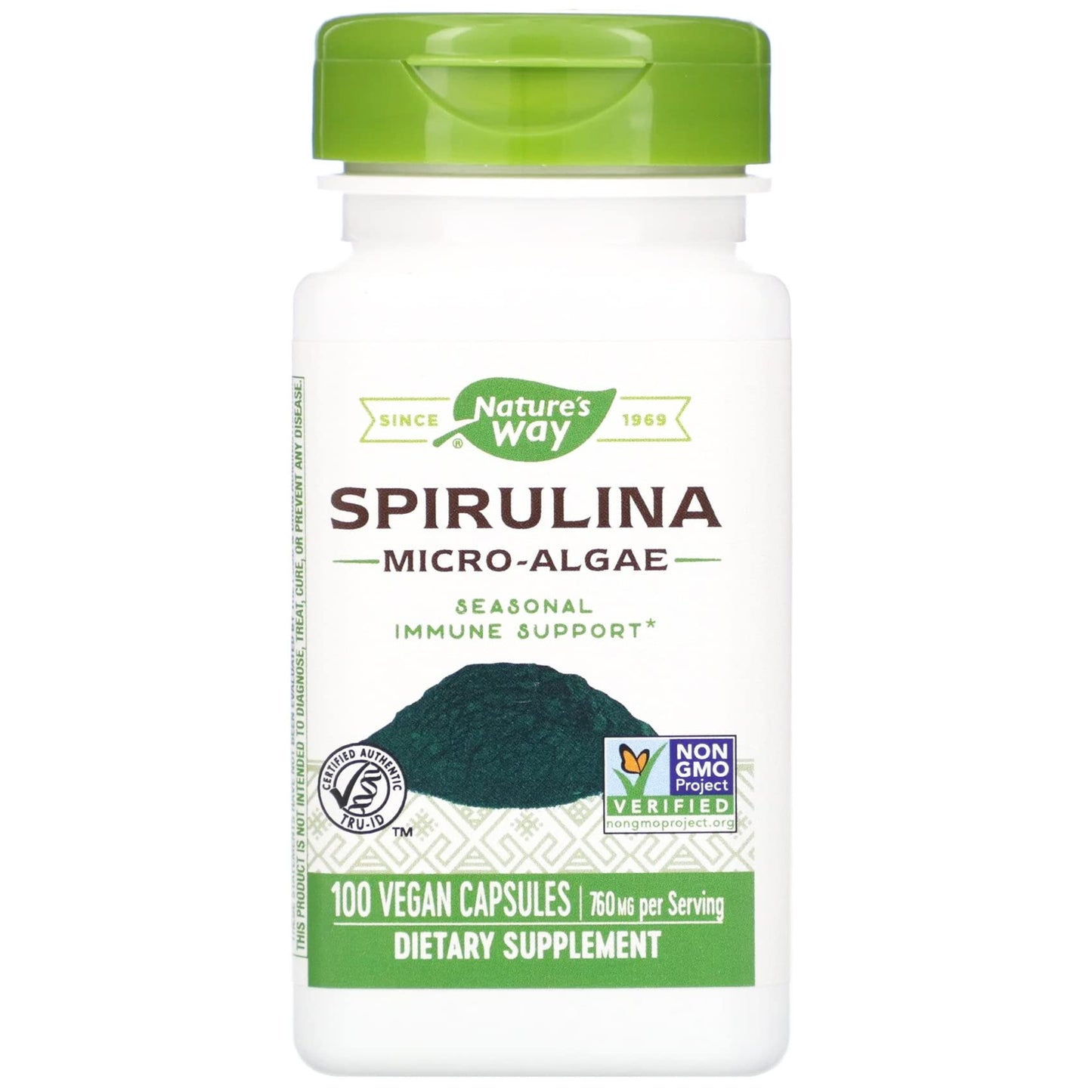 Nature's Way Spirulina Micro-Algae 380 mg Capsules, 100 Count