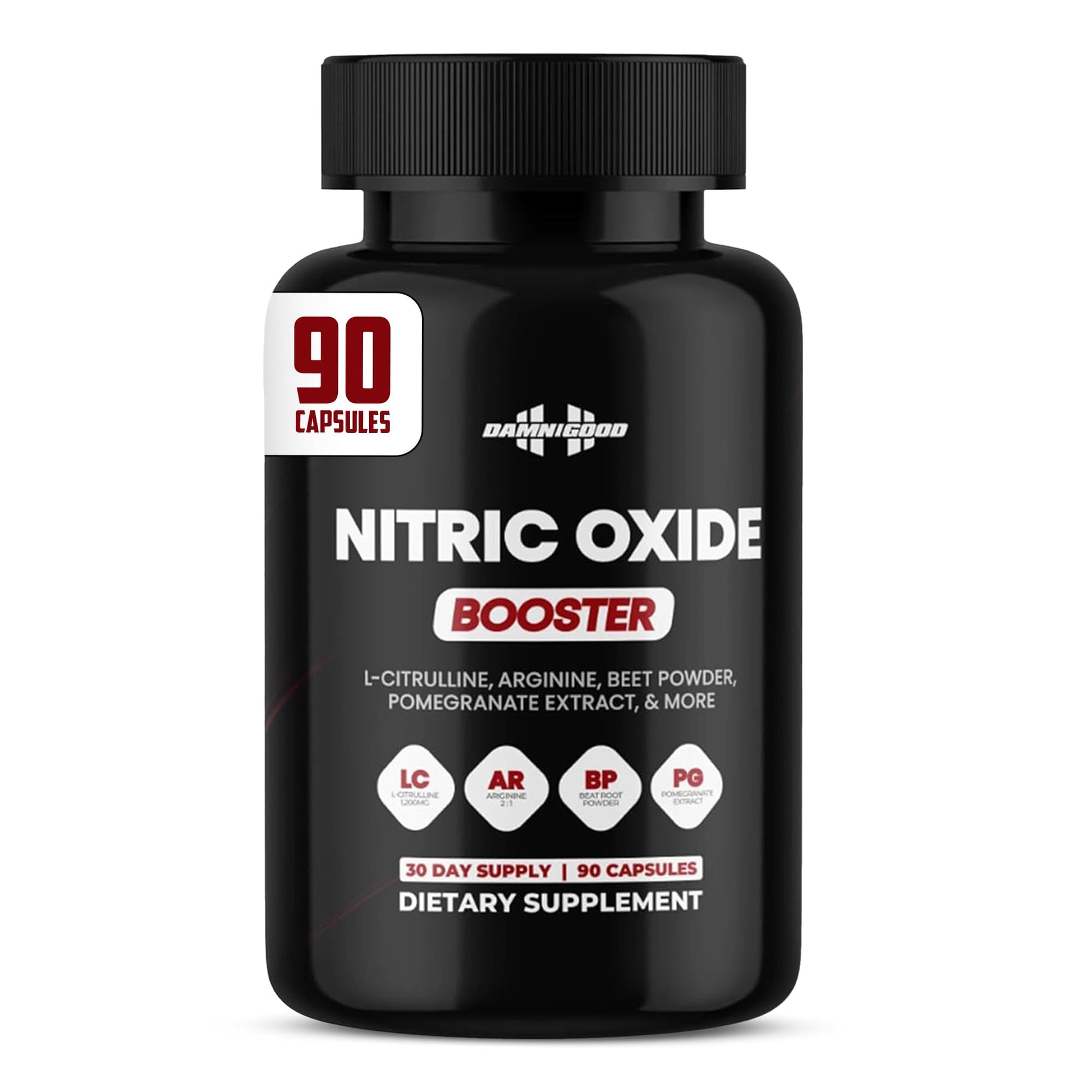 DAMN GOOD Hodge Twins Nitric Oxide, L-Arginine & L-Citrulline Capsules 90 Count