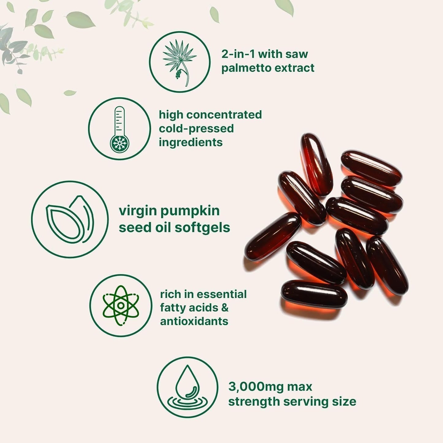 HWAXIGO Pumpkin Seed Oil with Saw Palmetto Softgels 180 Count
