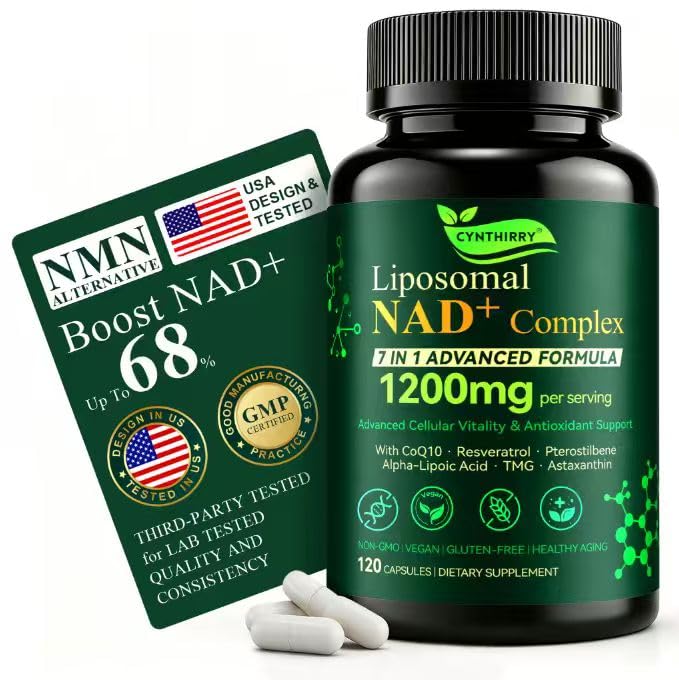 Cynthirry NAD+ Supplement with Resveratrol Capsules 120 Count