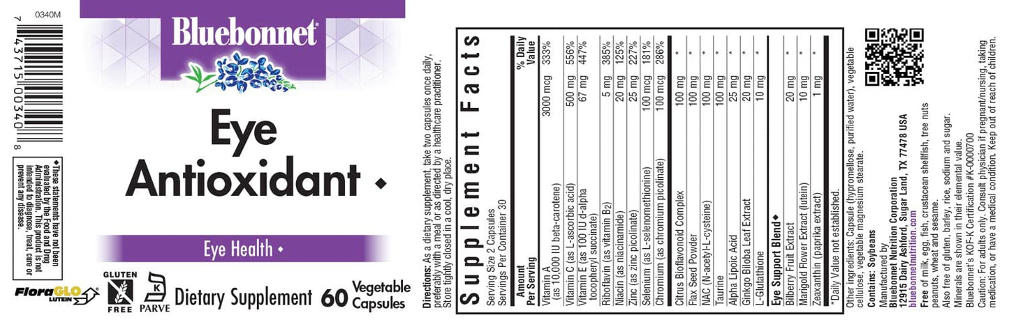 BlueBonnet Eye Antioxidant with Zeaxanthin Formula Capsule, 60 Count