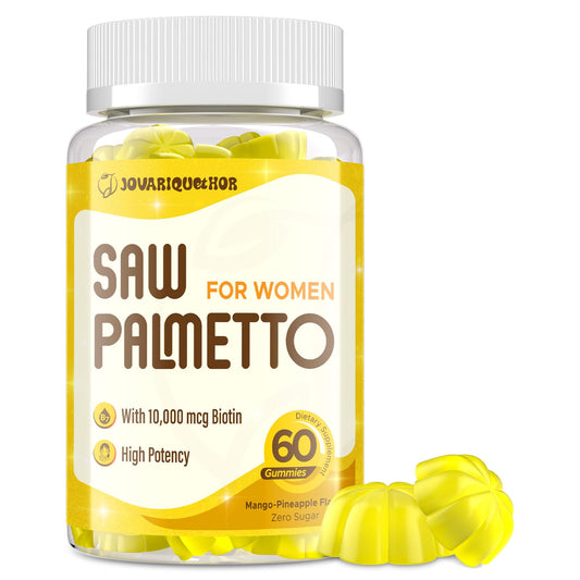 Jovariquethor Saw Palmetto for Women - DHT Blocker Hair Growth Supplement - 500mg Potent Saw Palmetto, 60 Gummies