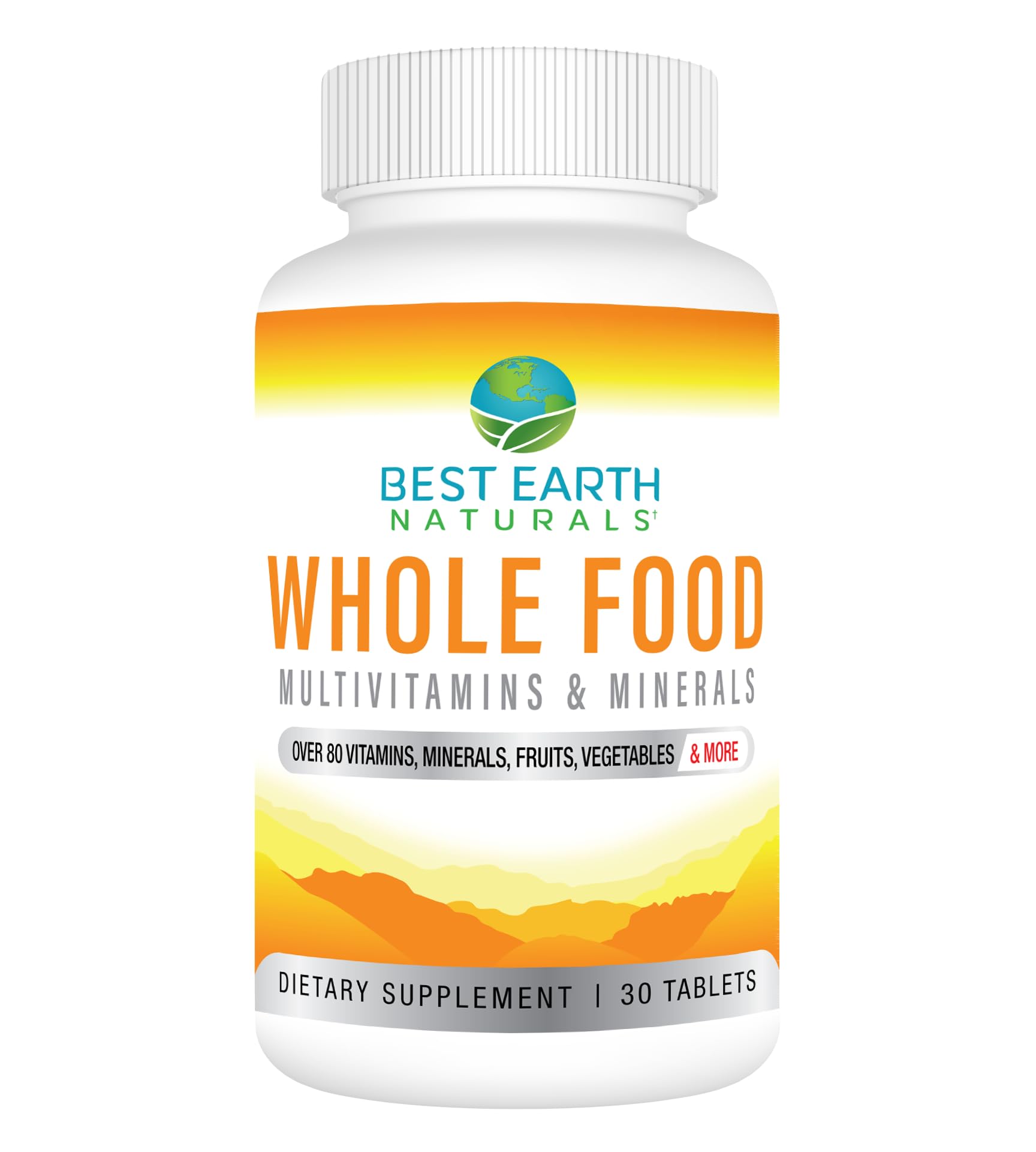 Best Earth Naturals Whole Food Multivitamins & Mineral Vegan Formula with Fruits, Vegetables, Probiotic Blend and More Tablets, 30 Count