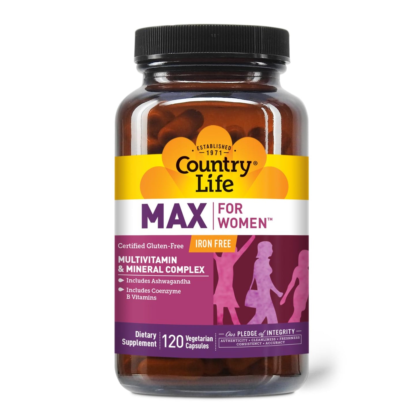 Country Life Max for Women Multivitamin and Mineral Complex Iron-Free 120 Capsules