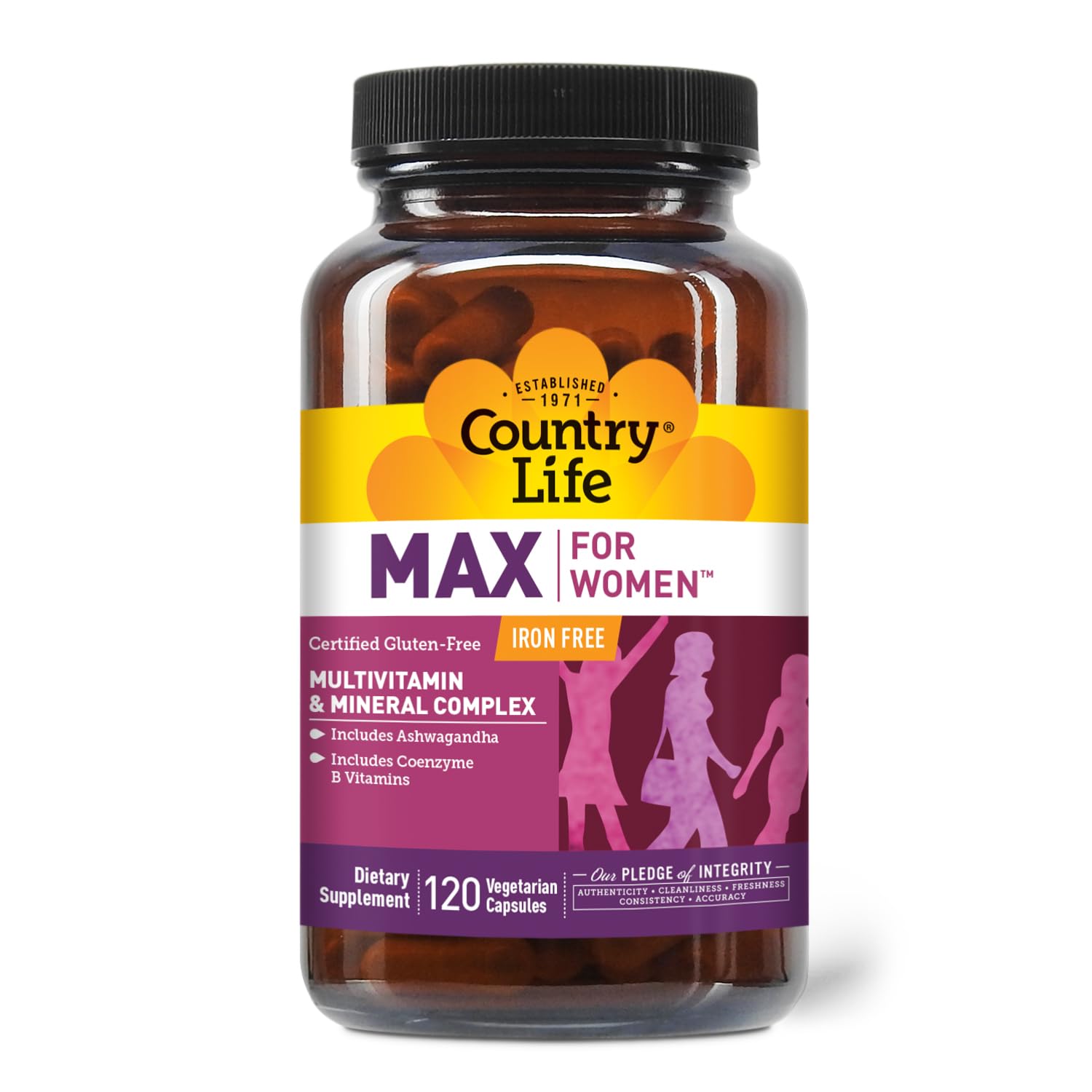 Country Life Max for Women Multivitamin and Mineral Complex Iron-Free 120 Capsules