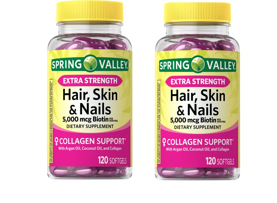 Spring Valley Biotin Hair, Skin & Nails Dietary Supplement Softgels, 240 Count