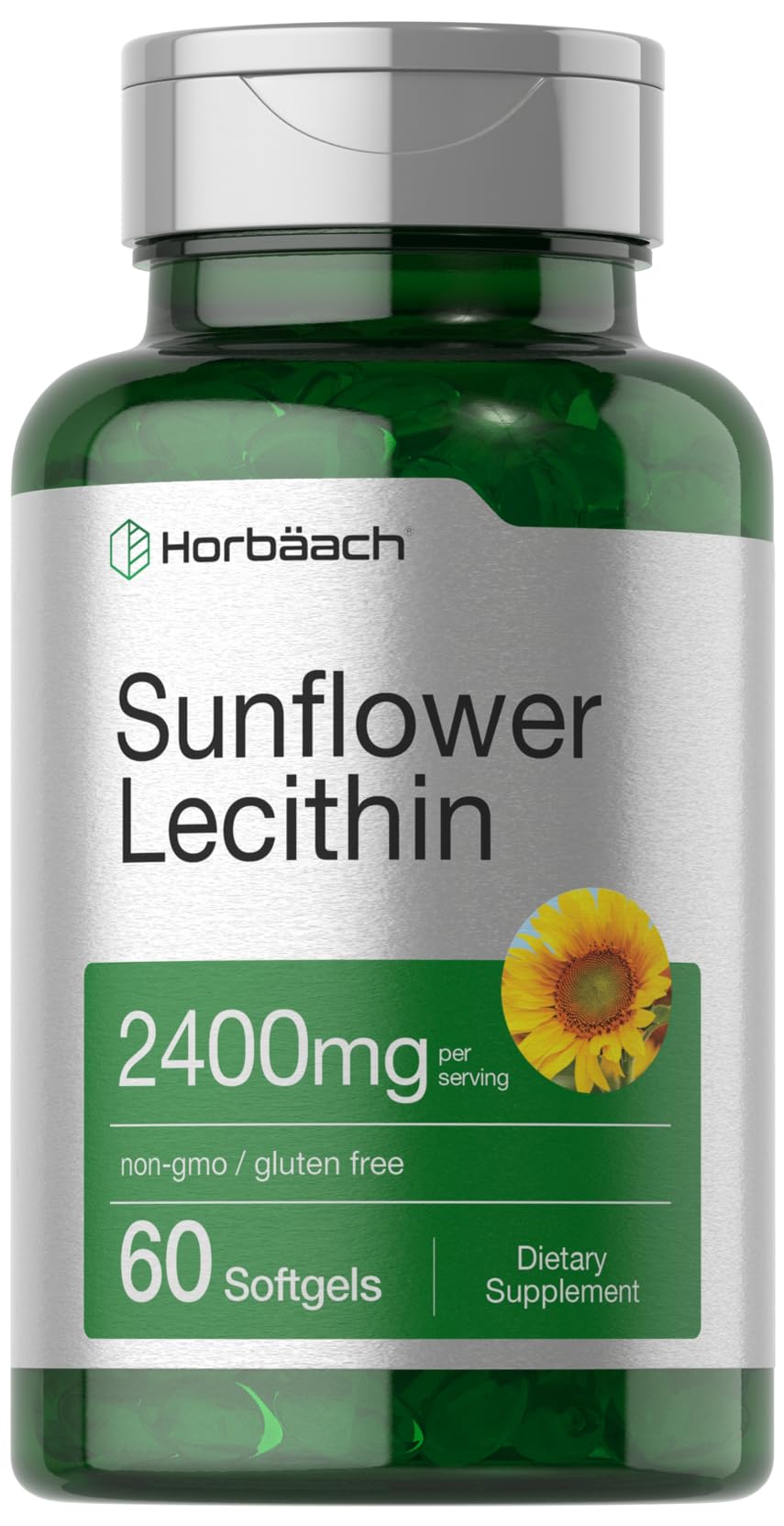 Horbäach Sunflower Lecithin Softgel Capsules, 60 Count
