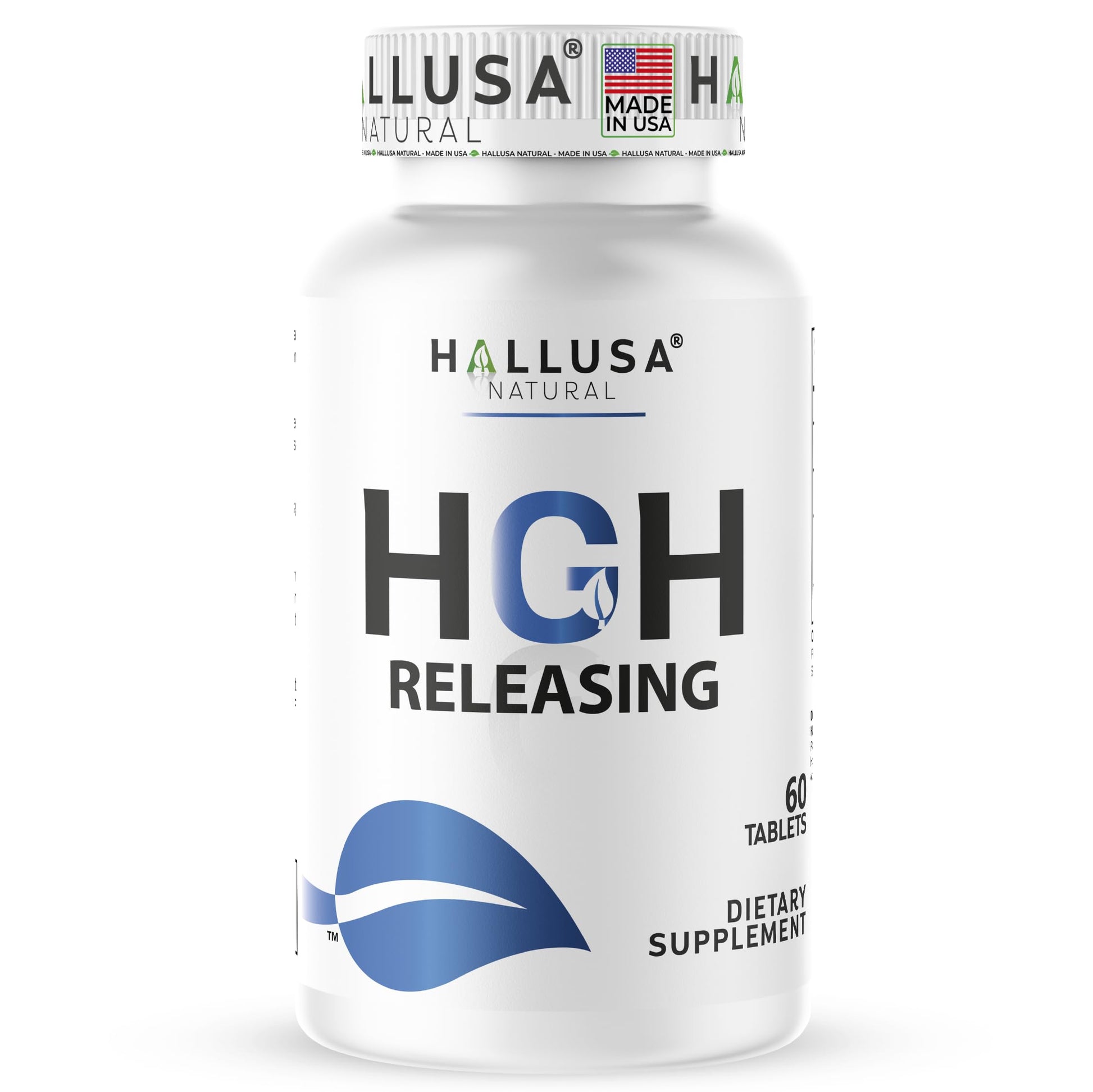 Hallusa Natural HGH-Releasing Support Supplement with L-Arginine & Ornithine, Nitric Oxide Support for Muscle Recovery, Energy & Performance, Amino Acid Complex with Vitamin B3 & Chromium, 60 Tablets